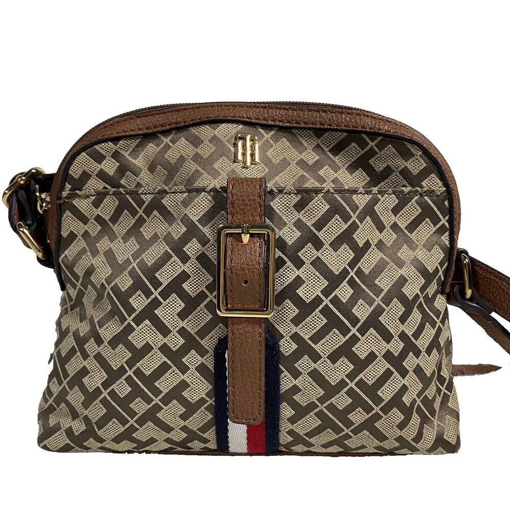 Tommy Hilfiger Signature All Over Logo Crossbody Purse Jacquard Purse Preppy